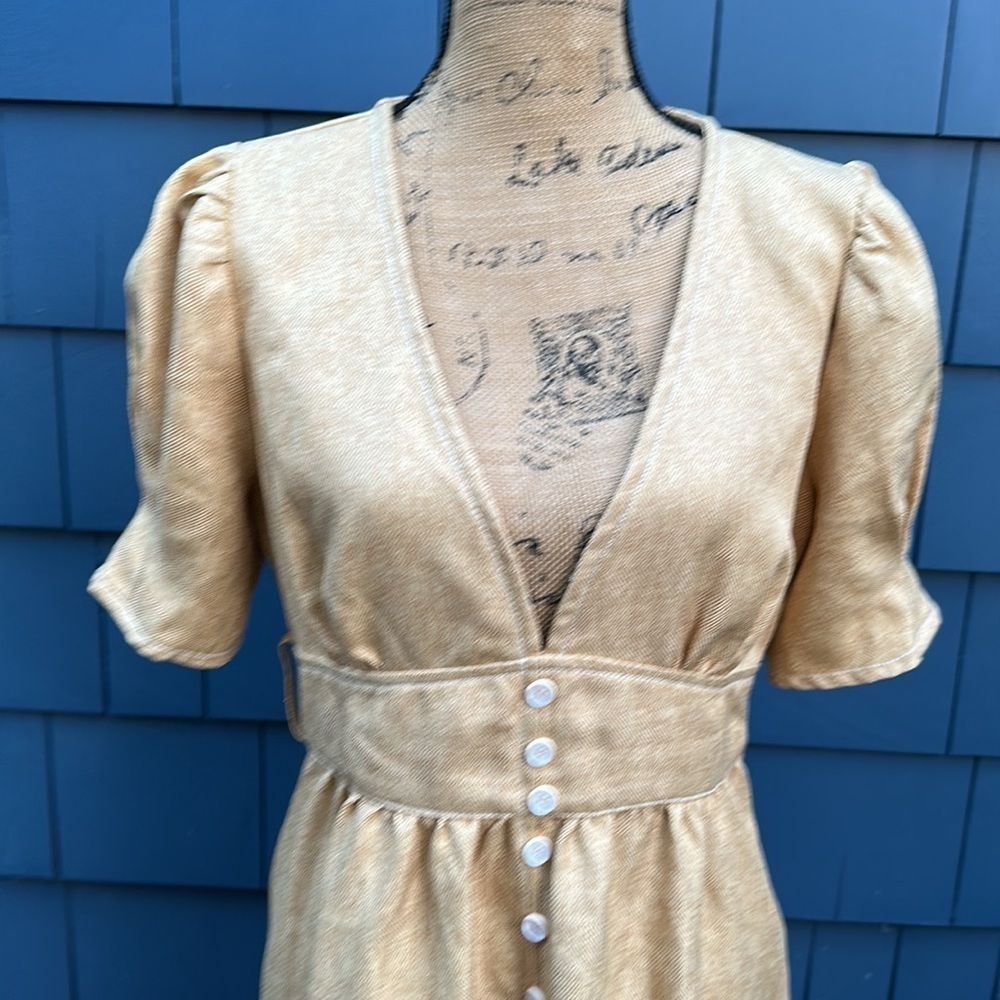 Moon River gold dress cotton poly linen blend large - Picture 4 of 14